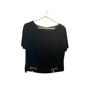 Selina Millenium Collection Black Velour Top with satin bows Size 14 BNWT